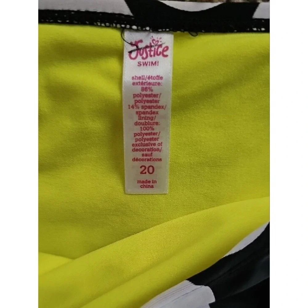 Justice Girls Polka Dot Yellow Ruffle Tankini Swimsuit Set Size 20 Summer Beach